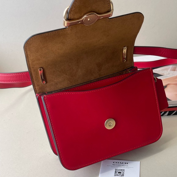(new+card) Coach Morgan crossbody adjustable strap bag red size 7.25 x 5.25 inch - Picture 9 of 13